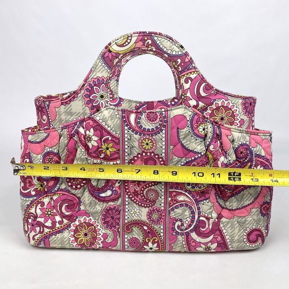 Vera Bradley Abby Multicolor Pink Paisley Meets Plaid Tote Bag Purse Satchel - Picture 8 of 13